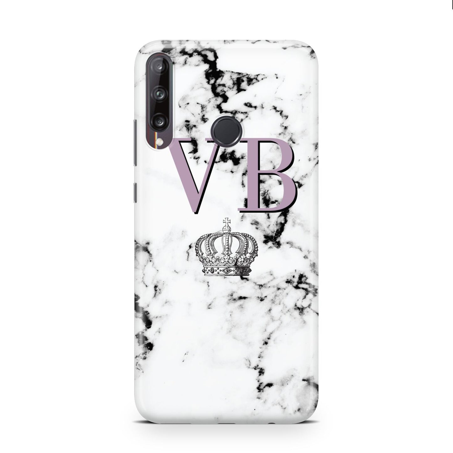 Personalised Princess Crown Initials Marble Huawei P40 Lite E Phone Case