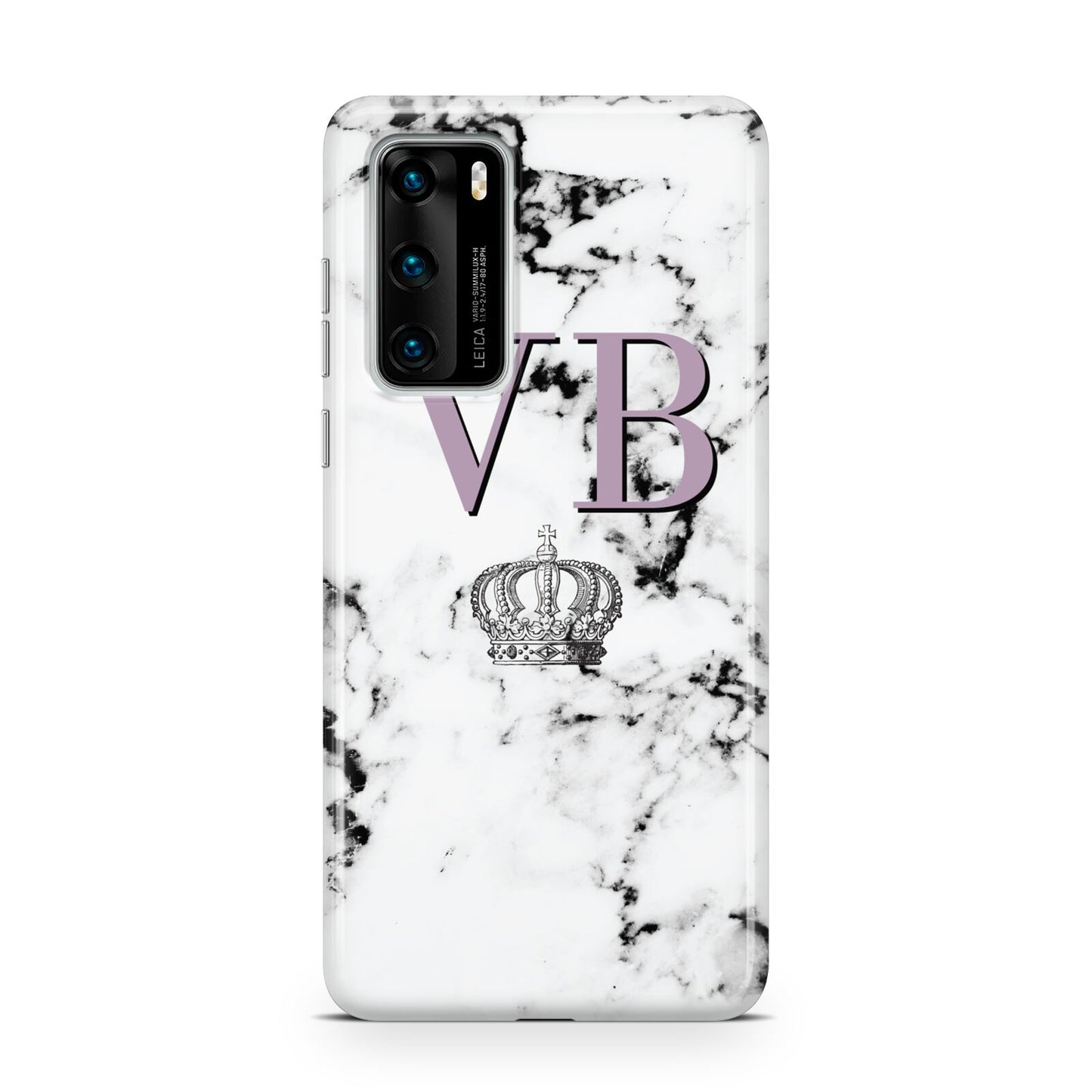 Personalised Princess Crown Initials Marble Huawei P40 Phone Case