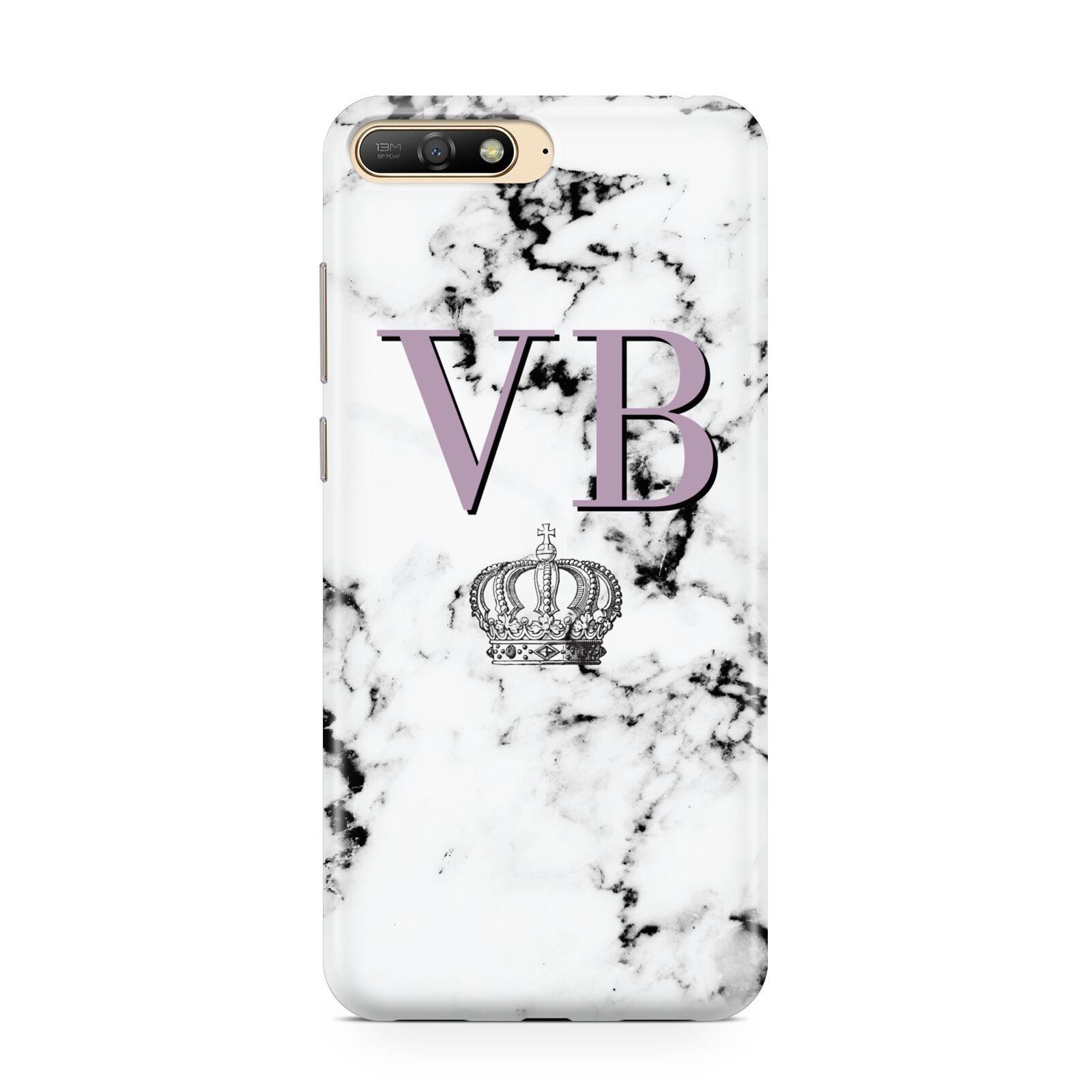 Personalised Princess Crown Initials Marble Huawei Y6 2018