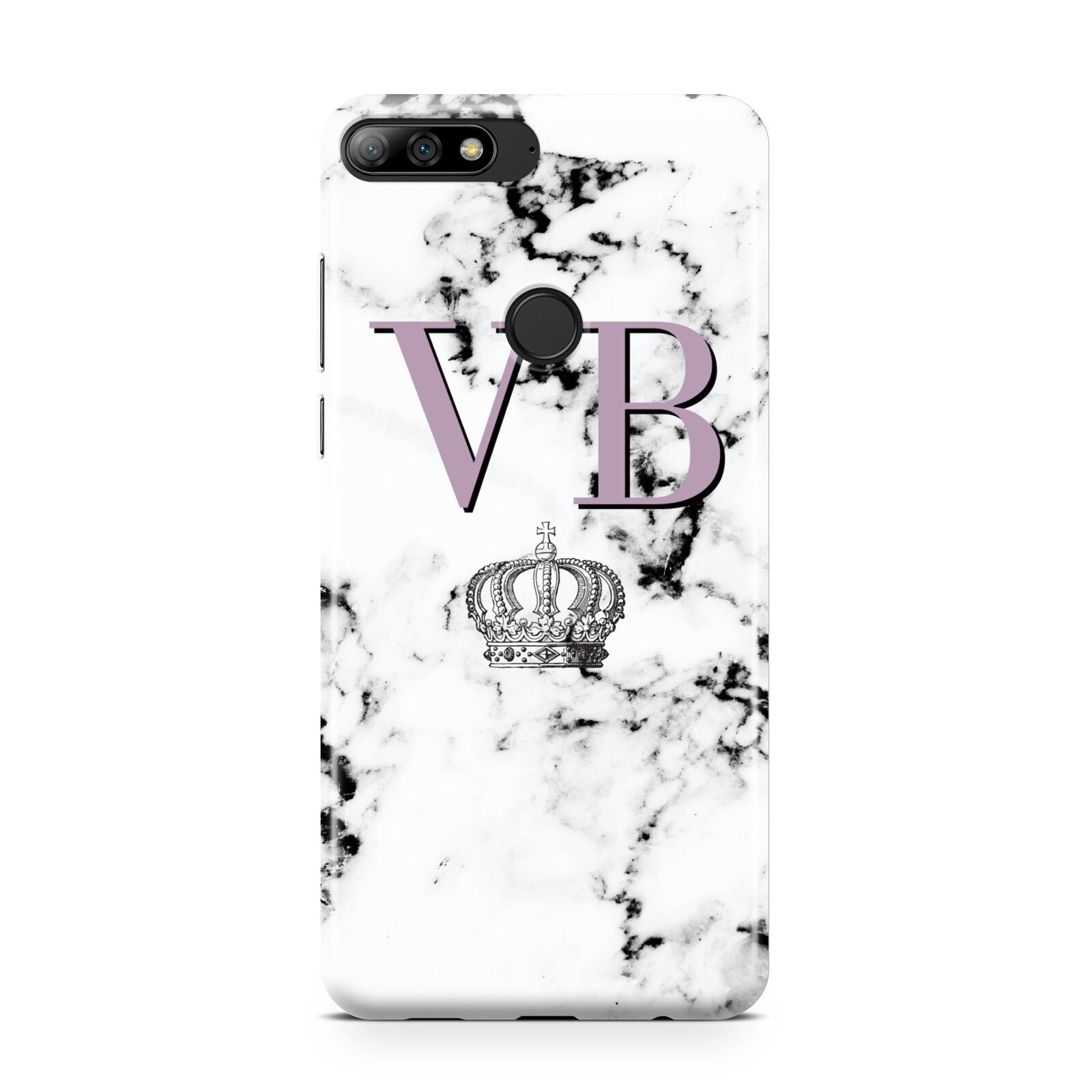 Personalised Princess Crown Initials Marble Huawei Y7 2018