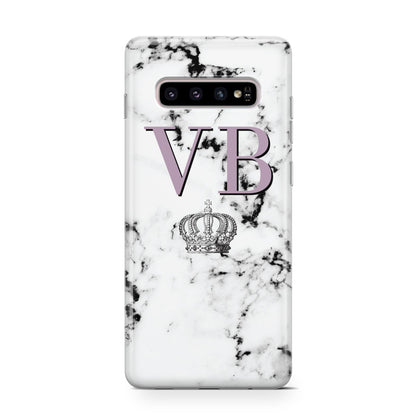Personalised Princess Crown Initials Marble Samsung Galaxy S10 Case