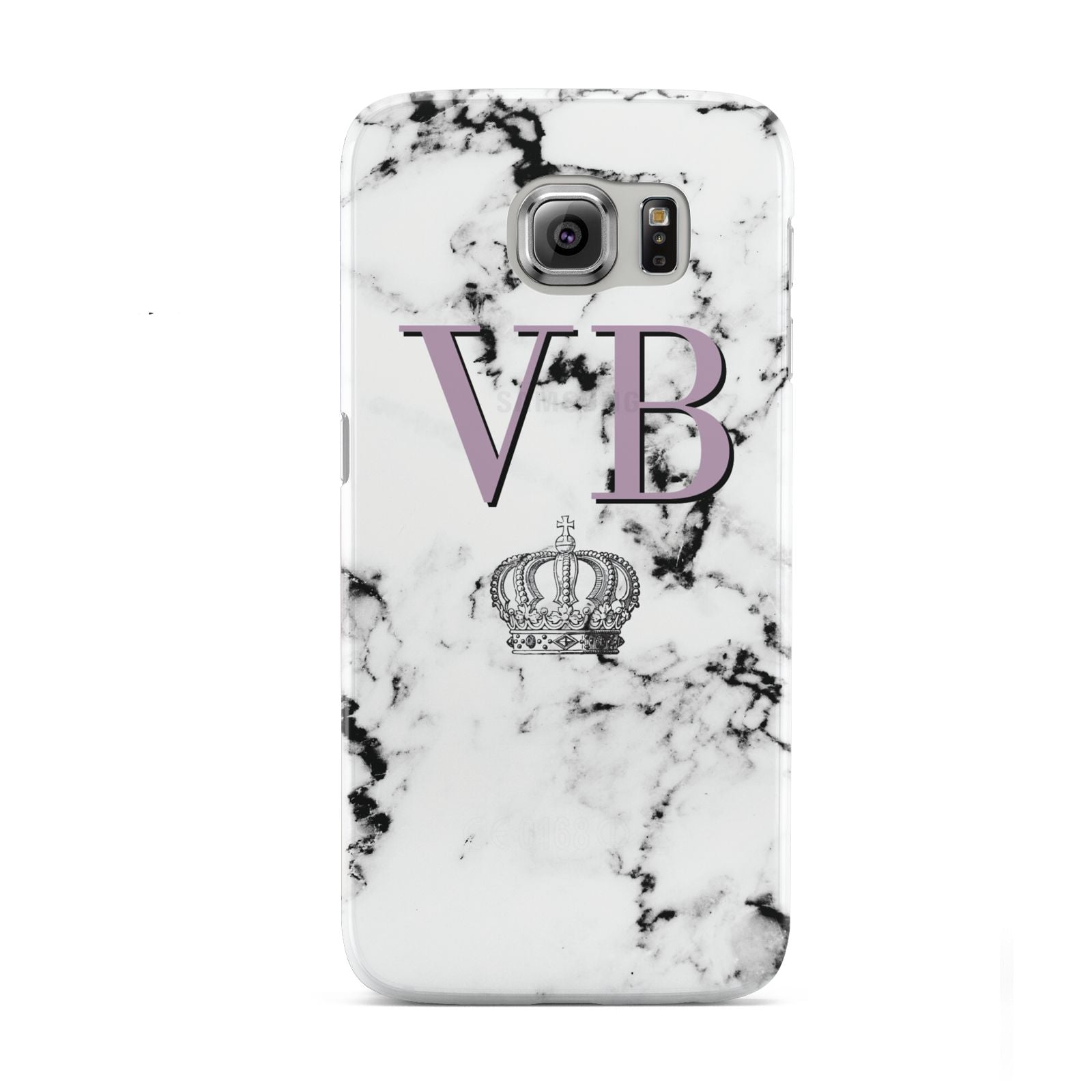Personalised Princess Crown Initials Marble Samsung Galaxy S6 Case