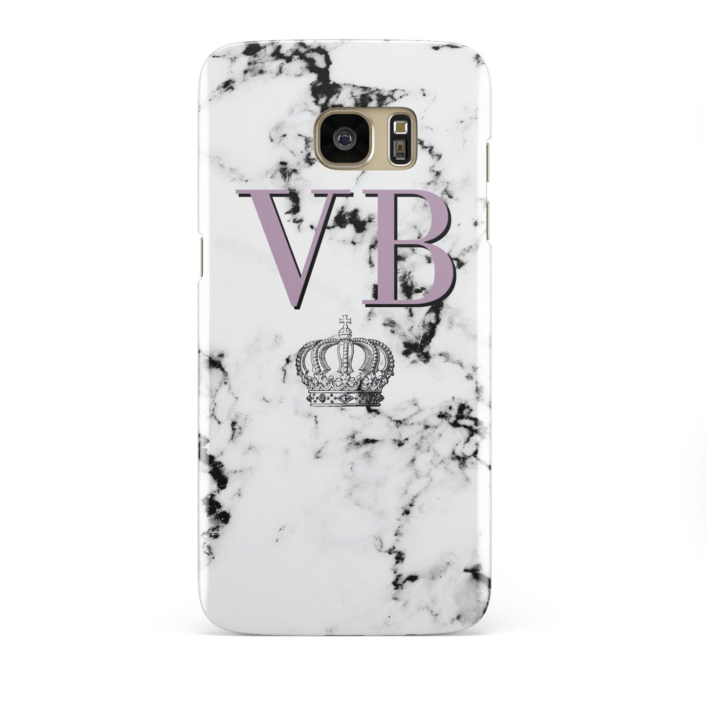 Personalised Princess Crown Initials Marble Samsung Galaxy S7 Edge Case