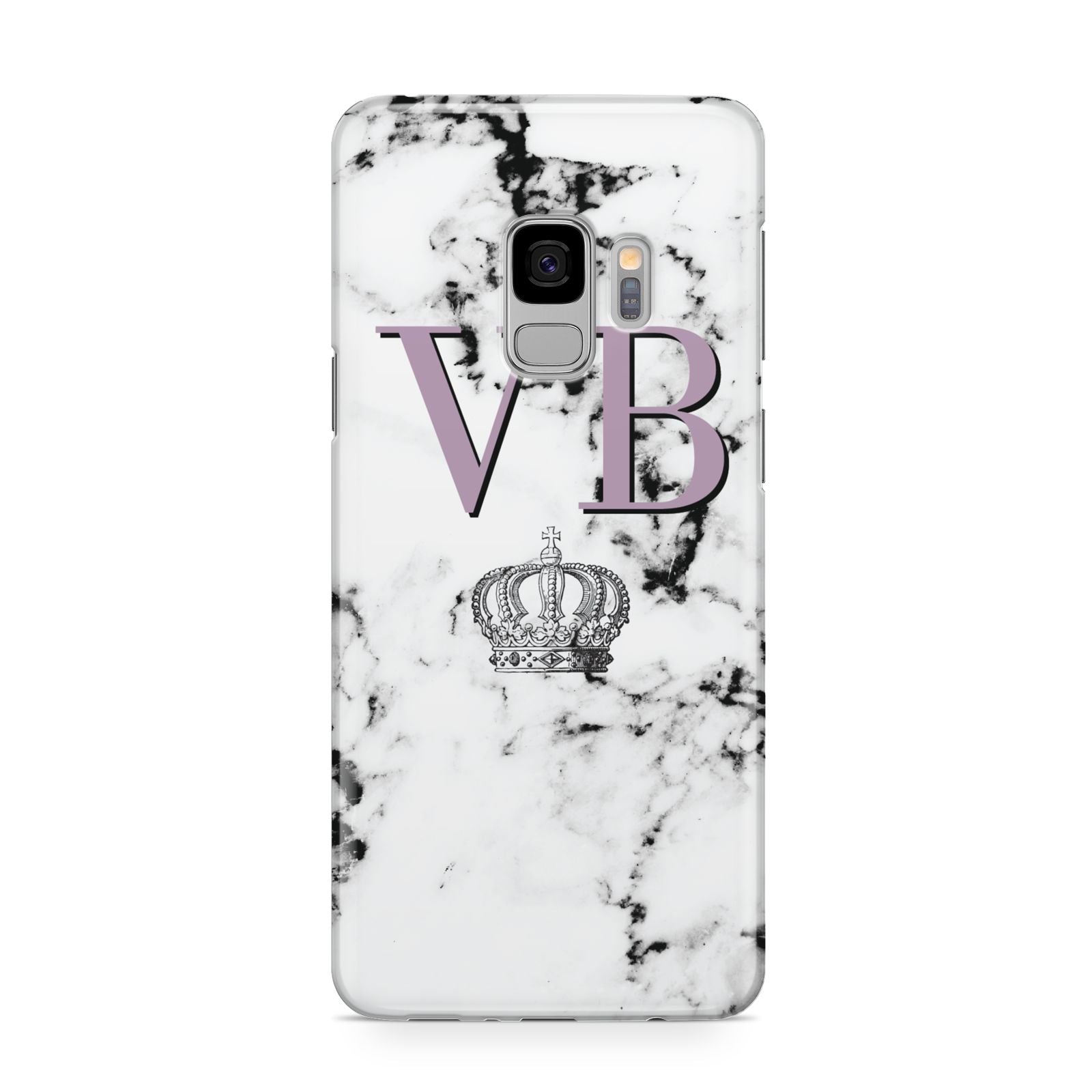 Personalised Princess Crown Initials Marble Samsung Galaxy S9 Case
