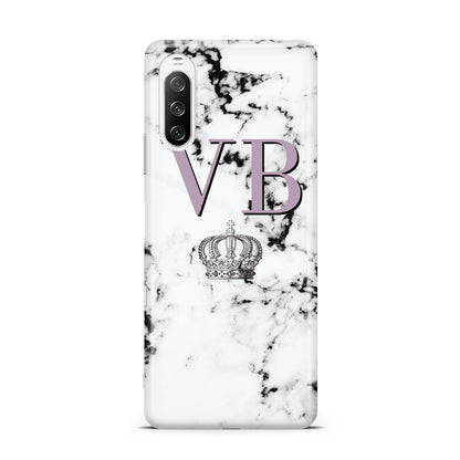 Personalised Princess Crown Initials Marble Sony Xperia 10 III Case