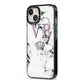 Personalised Princess Crown Initials Marble iPhone 13 Black Impact Case Side Angle on Silver phone