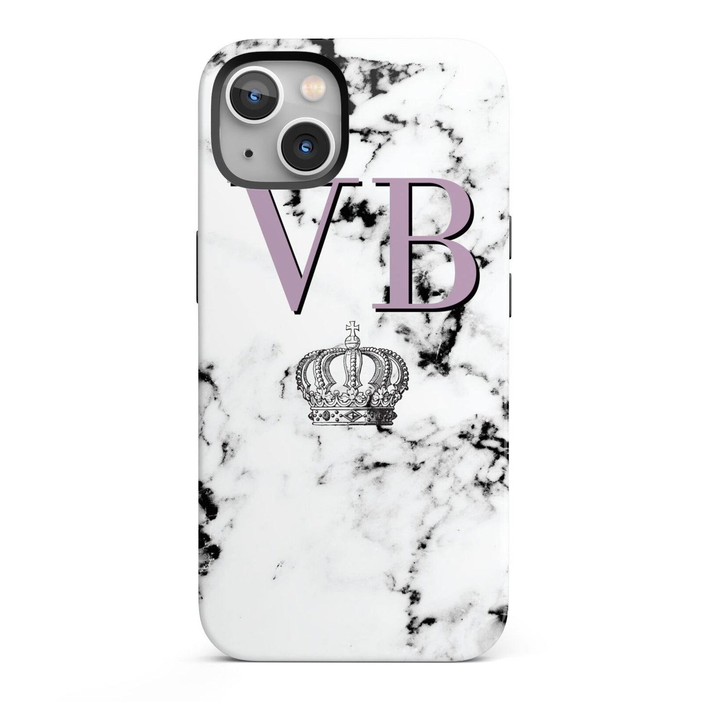 Personalised Princess Crown Initials Marble iPhone 13 Full Wrap 3D Tough Case
