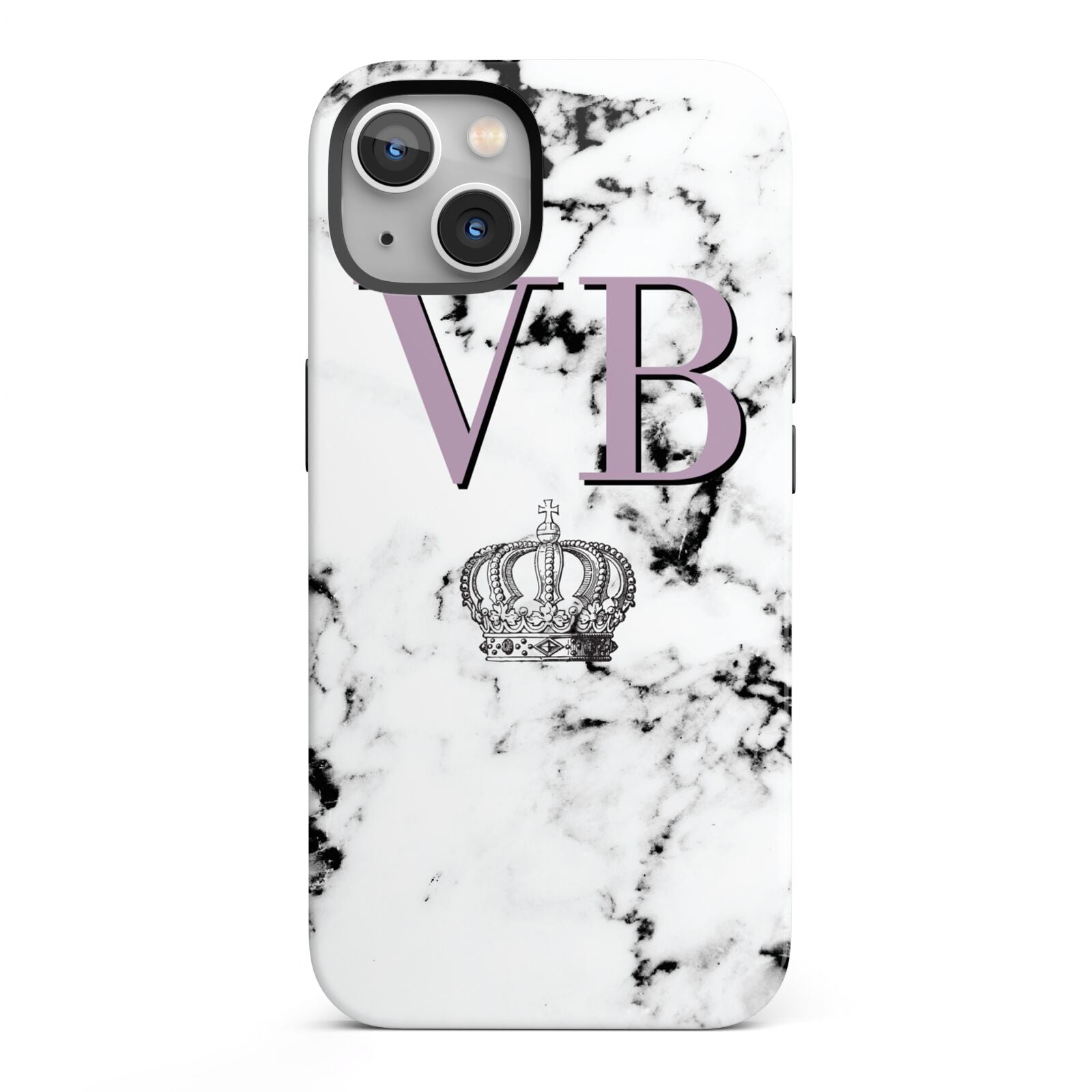 Personalised Princess Crown Initials Marble iPhone 13 Full Wrap 3D Tough Case