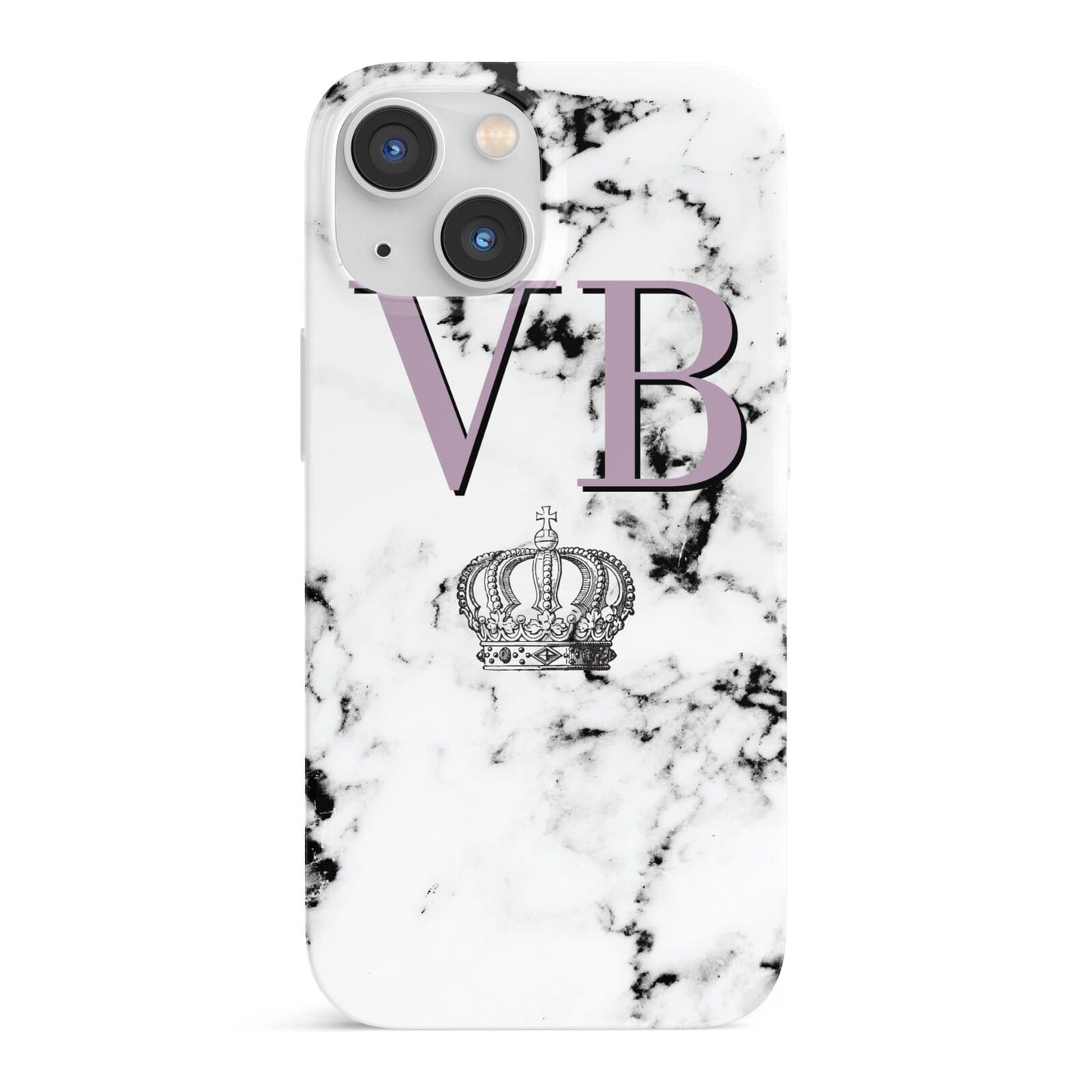 Personalised Princess Crown Initials Marble iPhone 13 Mini Full Wrap 3D Snap Case