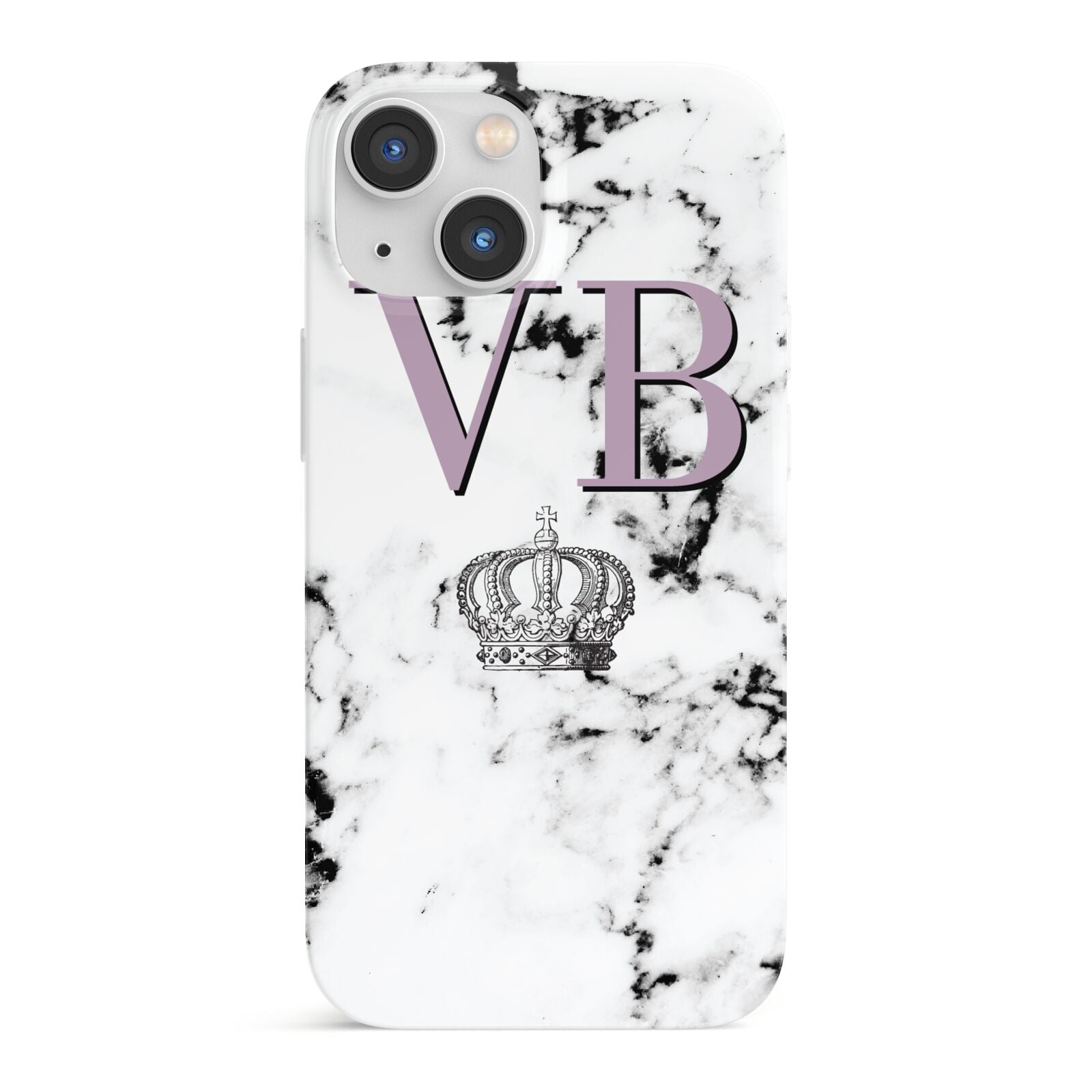 Personalised Princess Crown Initials Marble iPhone 13 Mini Full Wrap 3D Snap Case