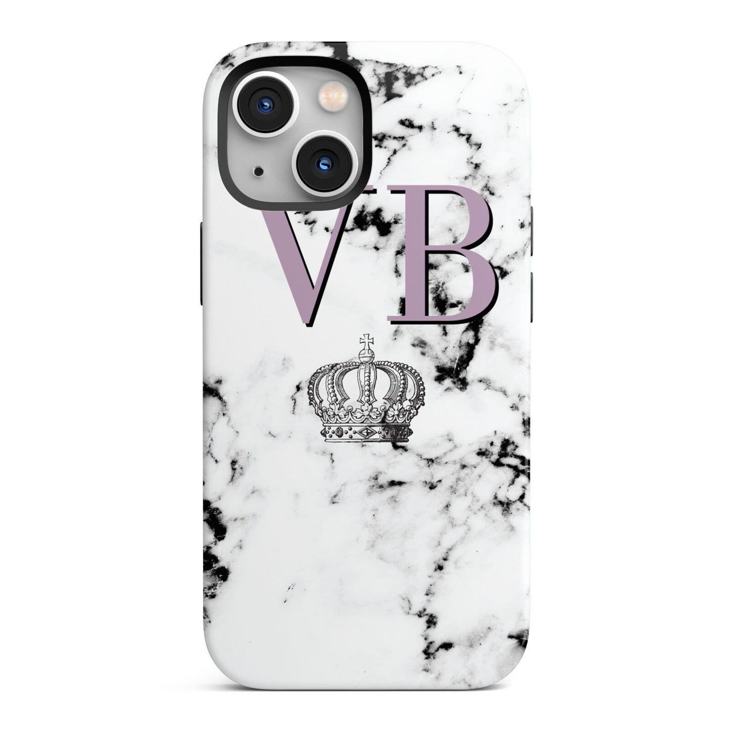 Personalised Princess Crown Initials Marble iPhone 13 Mini Full Wrap 3D Tough Case