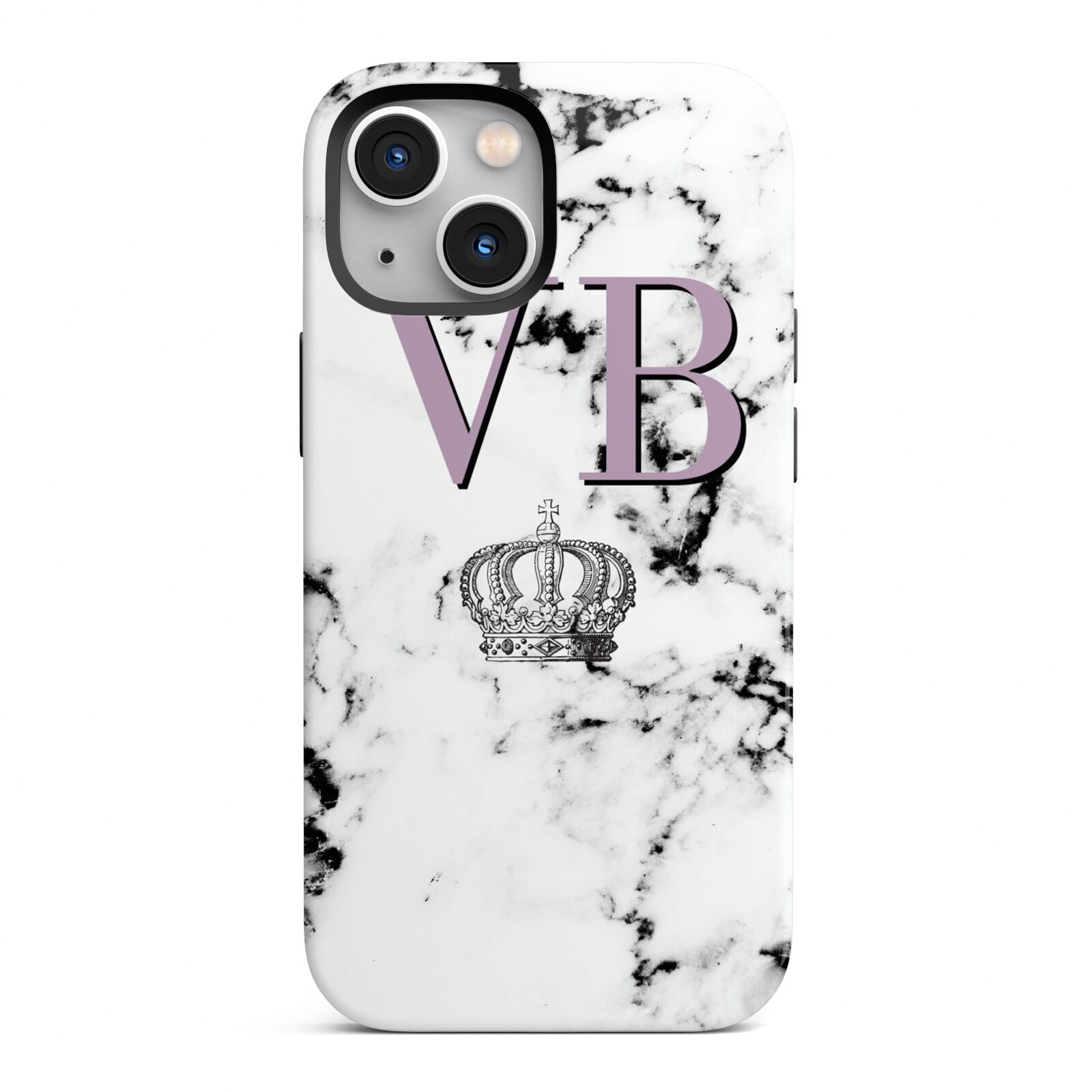 Personalised Princess Crown Initials Marble iPhone 13 Mini Full Wrap 3D Tough Case