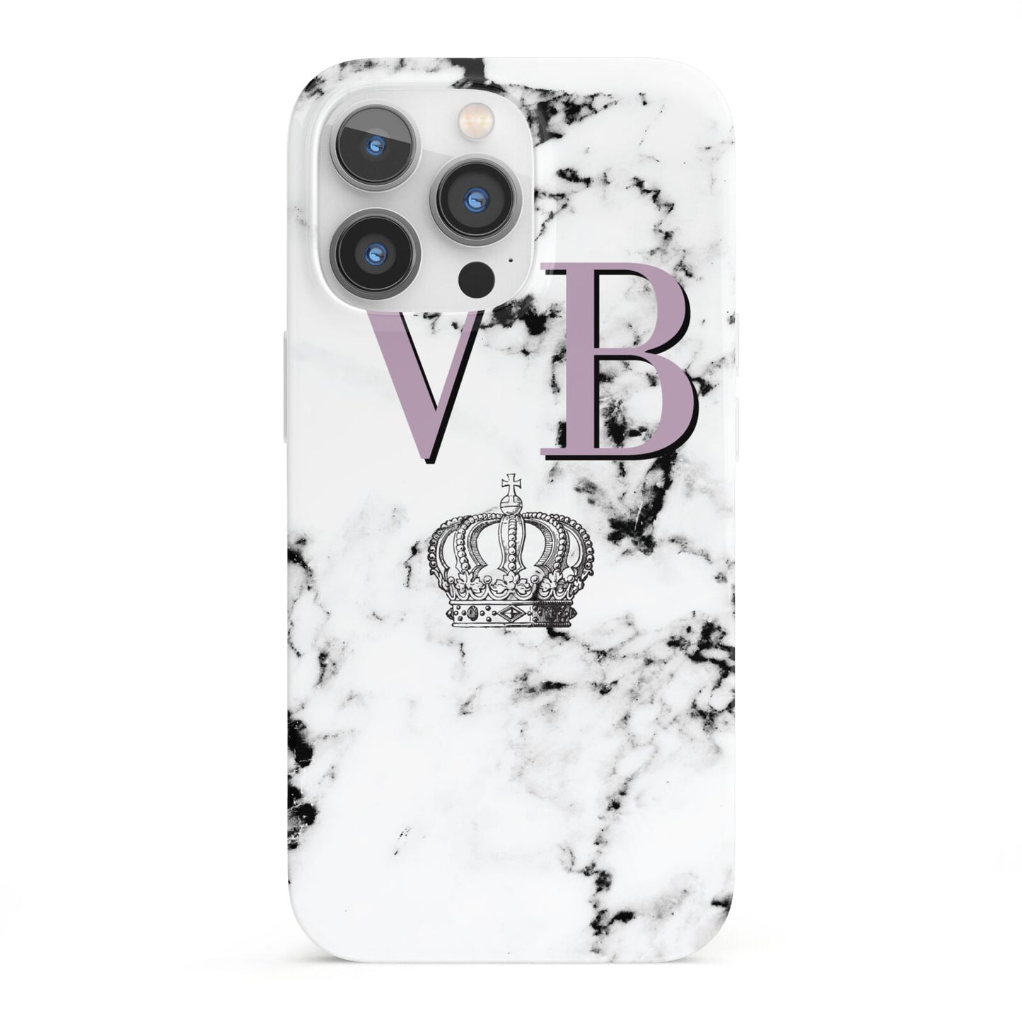 Personalised Princess Crown Initials Marble iPhone 13 Pro Full Wrap 3D Snap Case