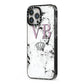 Personalised Princess Crown Initials Marble iPhone 13 Pro Max Black Impact Case Side Angle on Silver phone