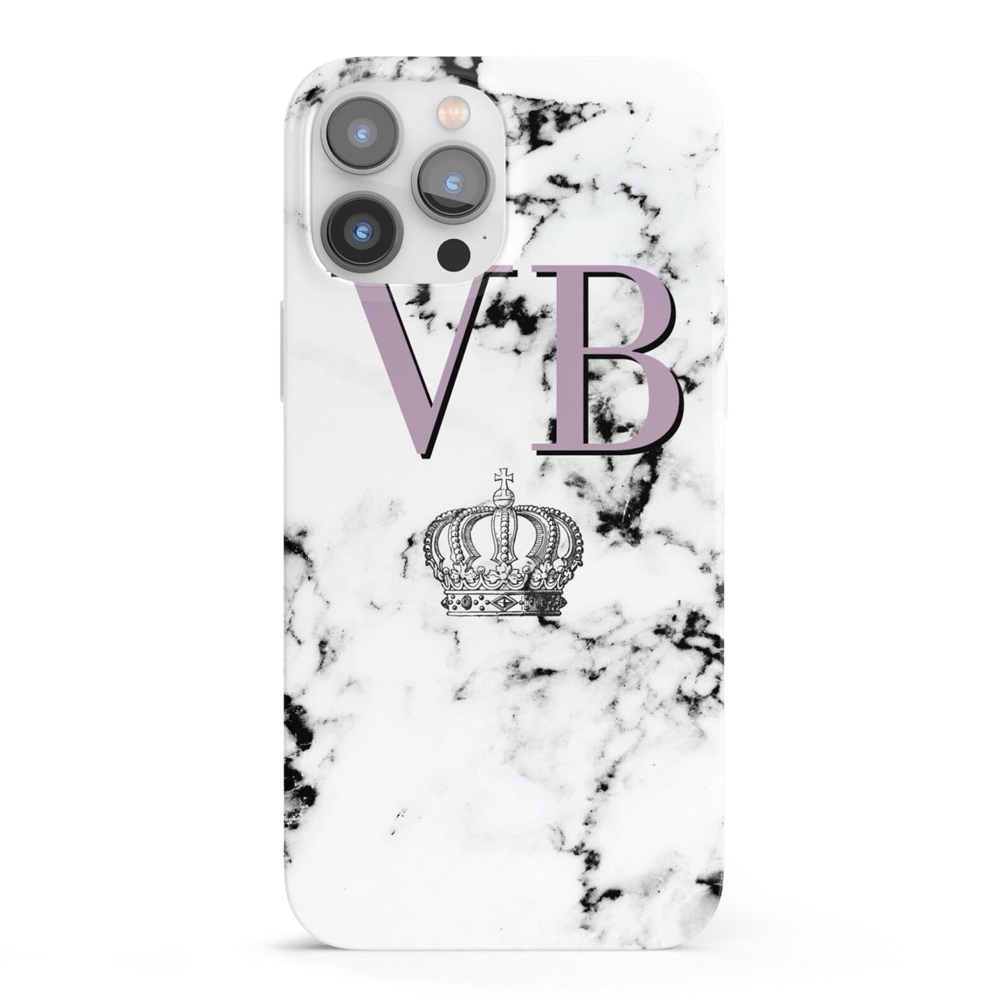 Personalised Princess Crown Initials Marble iPhone 13 Pro Max Full Wrap 3D Snap Case