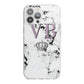 Personalised Princess Crown Initials Marble iPhone 13 Pro Max TPU Impact Case with White Edges
