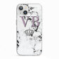 Personalised Princess Crown Initials Marble iPhone 13 TPU Impact Case with White Edges