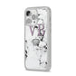 Personalised Princess Crown Initials Marble iPhone 14 Pro Max Clear Tough Case Silver Angled Image