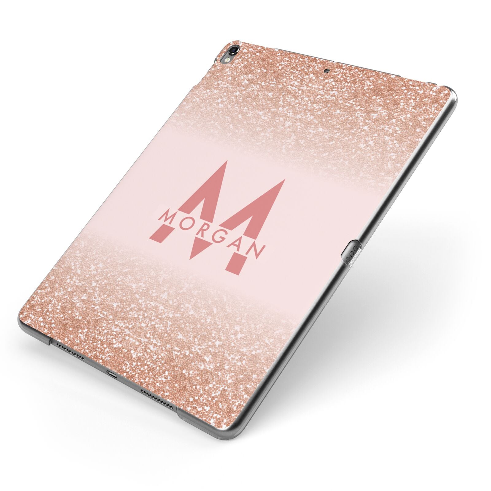 Personalised Printed Glitter Name Initials Apple iPad Case on Grey iPad Side View