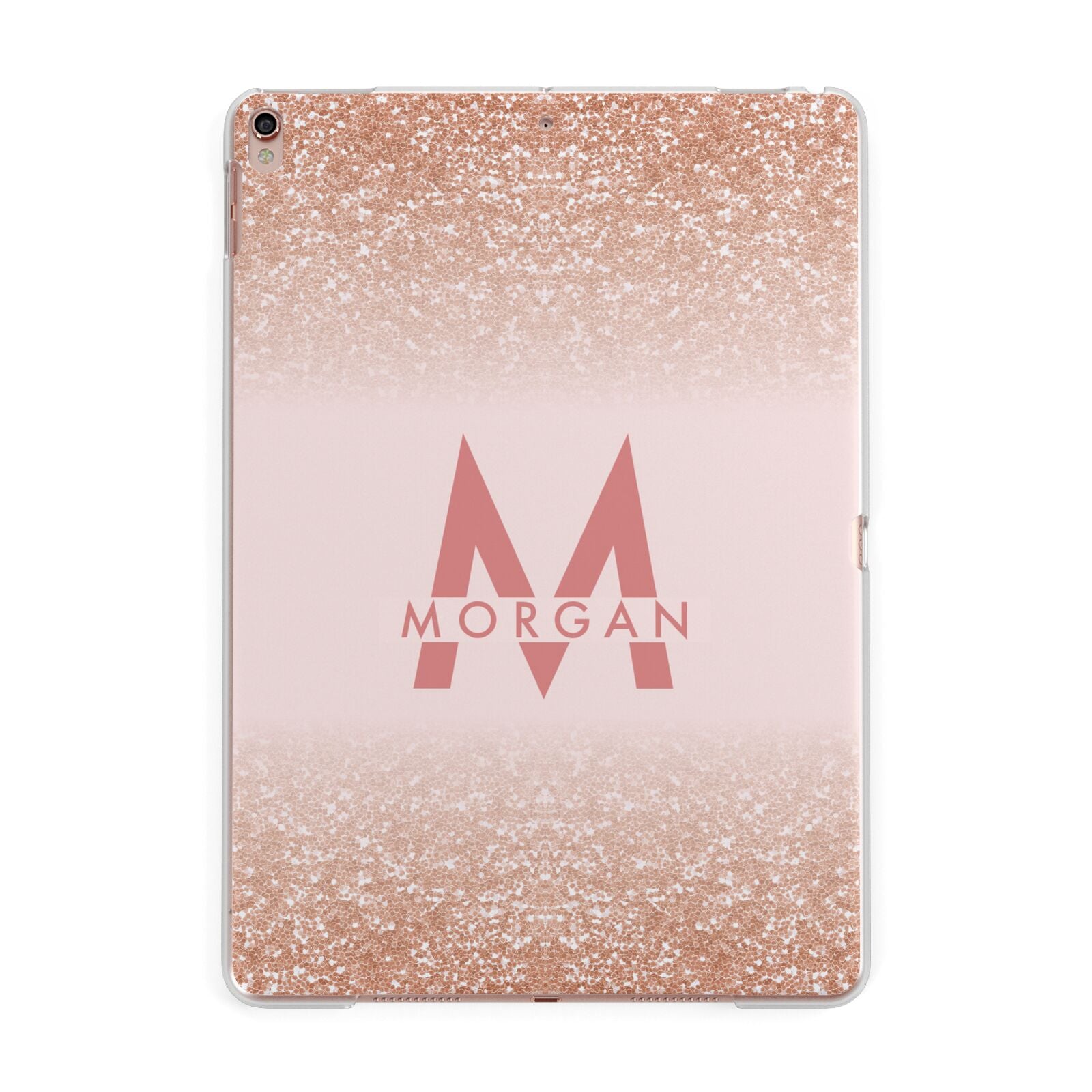 Personalised Printed Glitter Name Initials Apple iPad Rose Gold Case