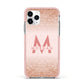 Personalised Printed Glitter Name Initials Apple iPhone 11 Pro in Silver with Pink Impact Case