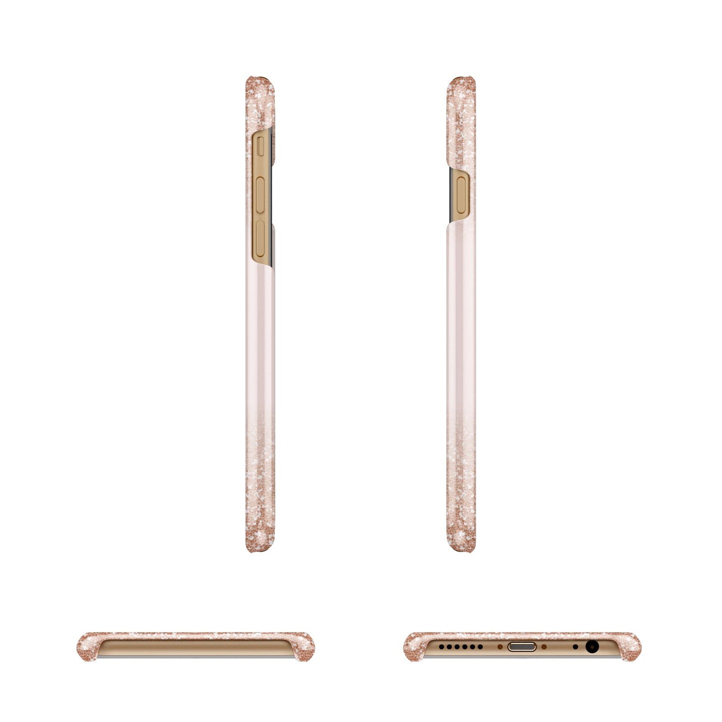 Personalised Printed Glitter Name Initials Apple iPhone 6 3D Wrap Snap Case Angled Images