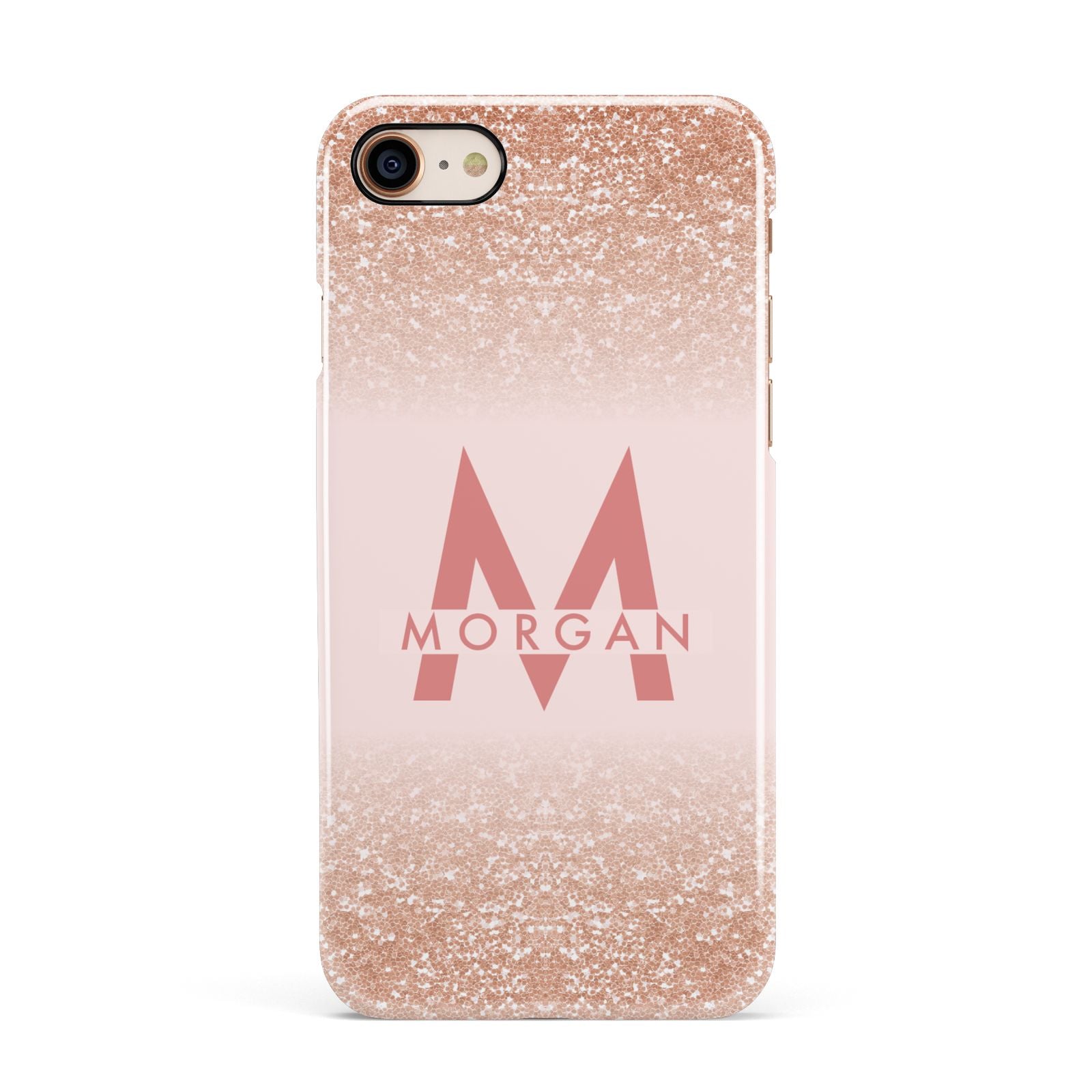 Personalised Printed Glitter Name Initials Apple iPhone 7 8 3D Snap Case
