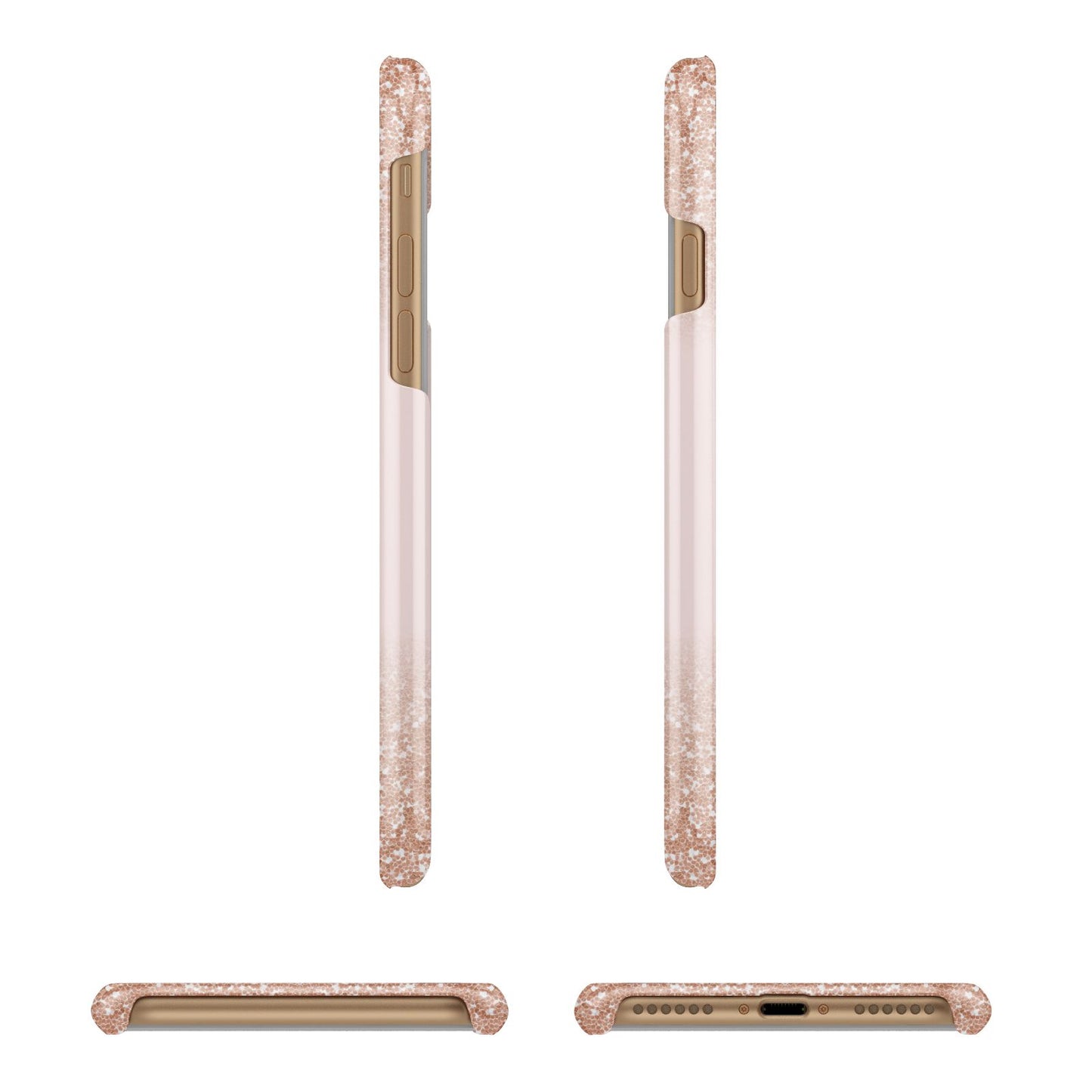 Personalised Printed Glitter Name Initials Apple iPhone 7 8 3D Wrap Snap Case Angled Images