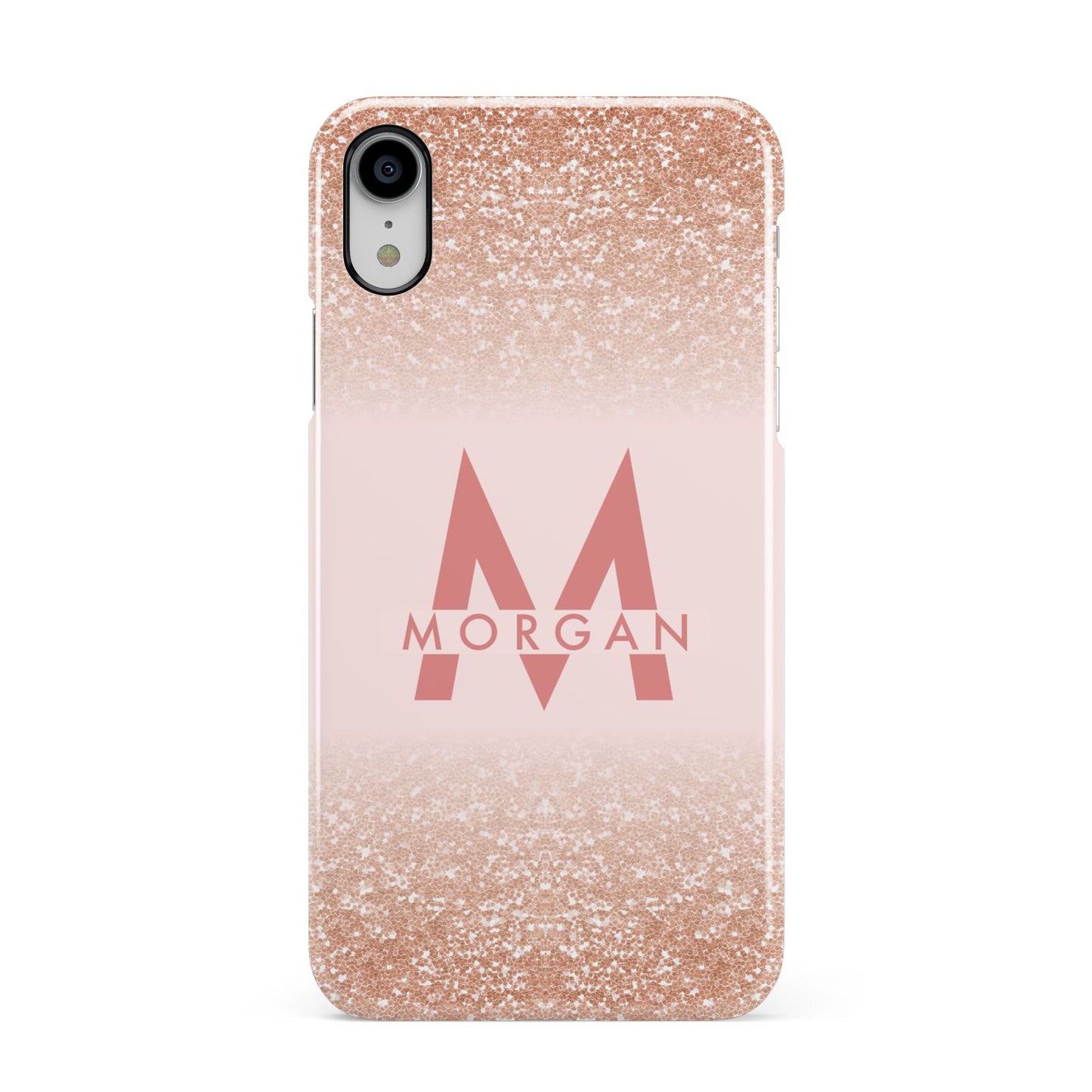Personalised Printed Glitter Name Initials Apple iPhone XR White 3D Snap Case