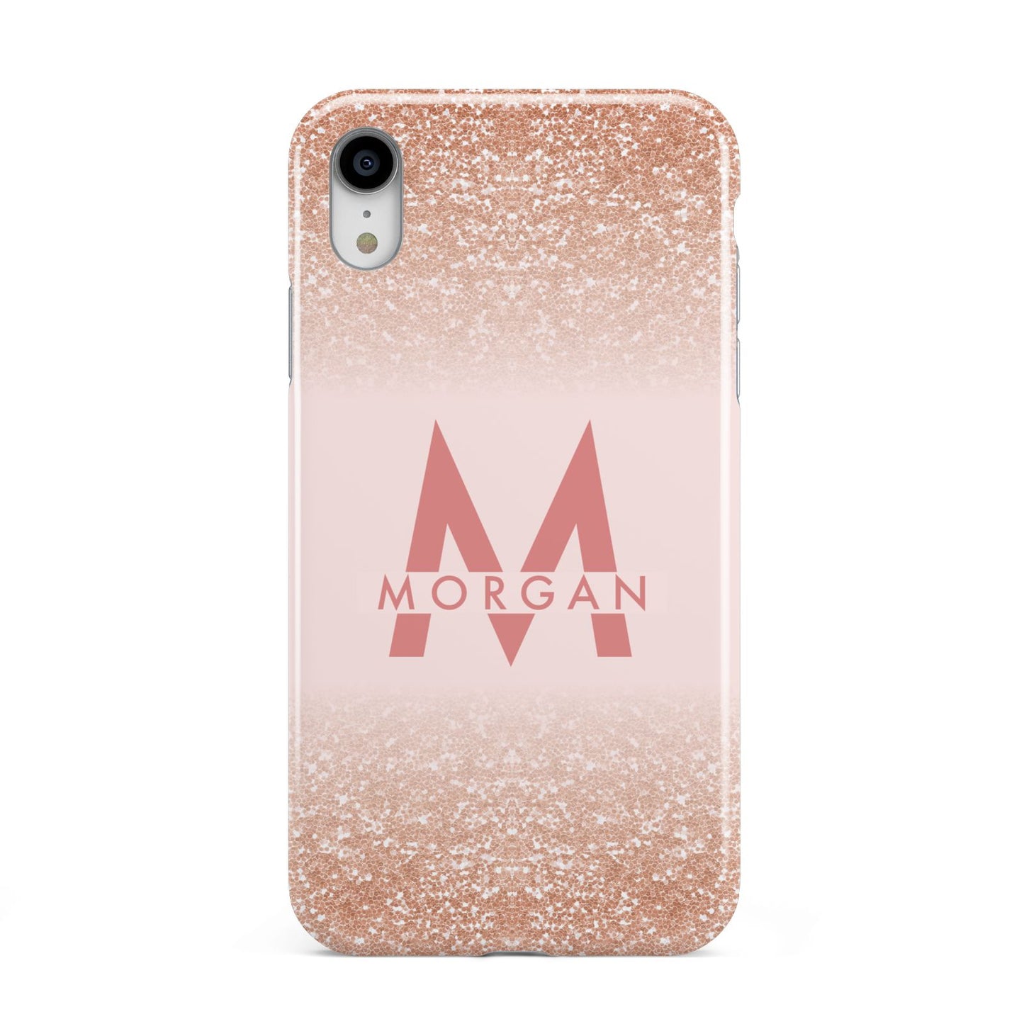 Personalised Printed Glitter Name Initials Apple iPhone XR White 3D Tough Case