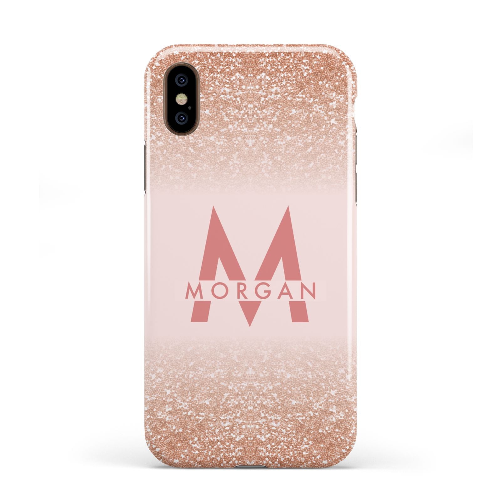 Personalised Printed Glitter Name Initials Apple iPhone XS 3D Tough