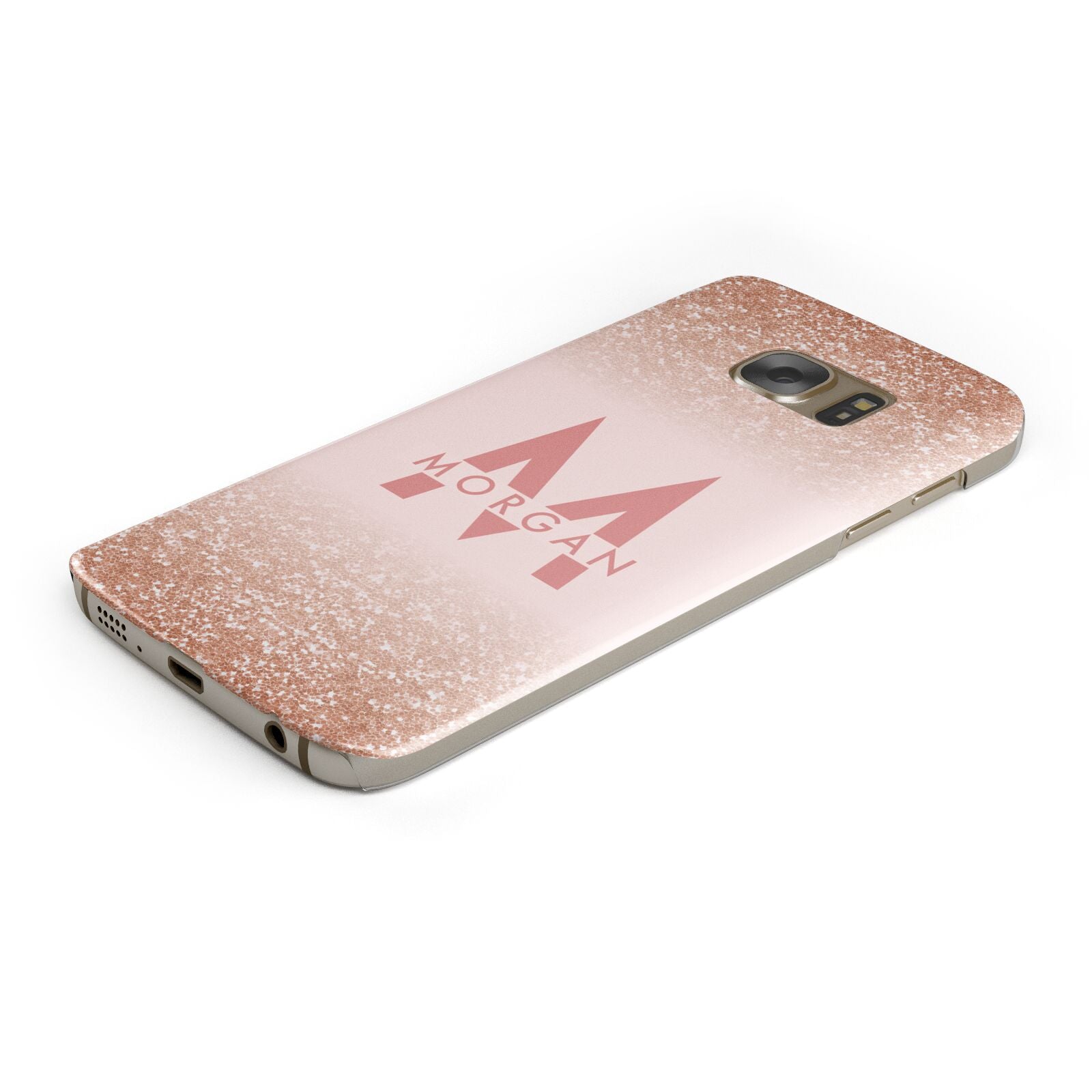 Personalised Printed Glitter Name Initials Protective Samsung Galaxy Case Angled Image