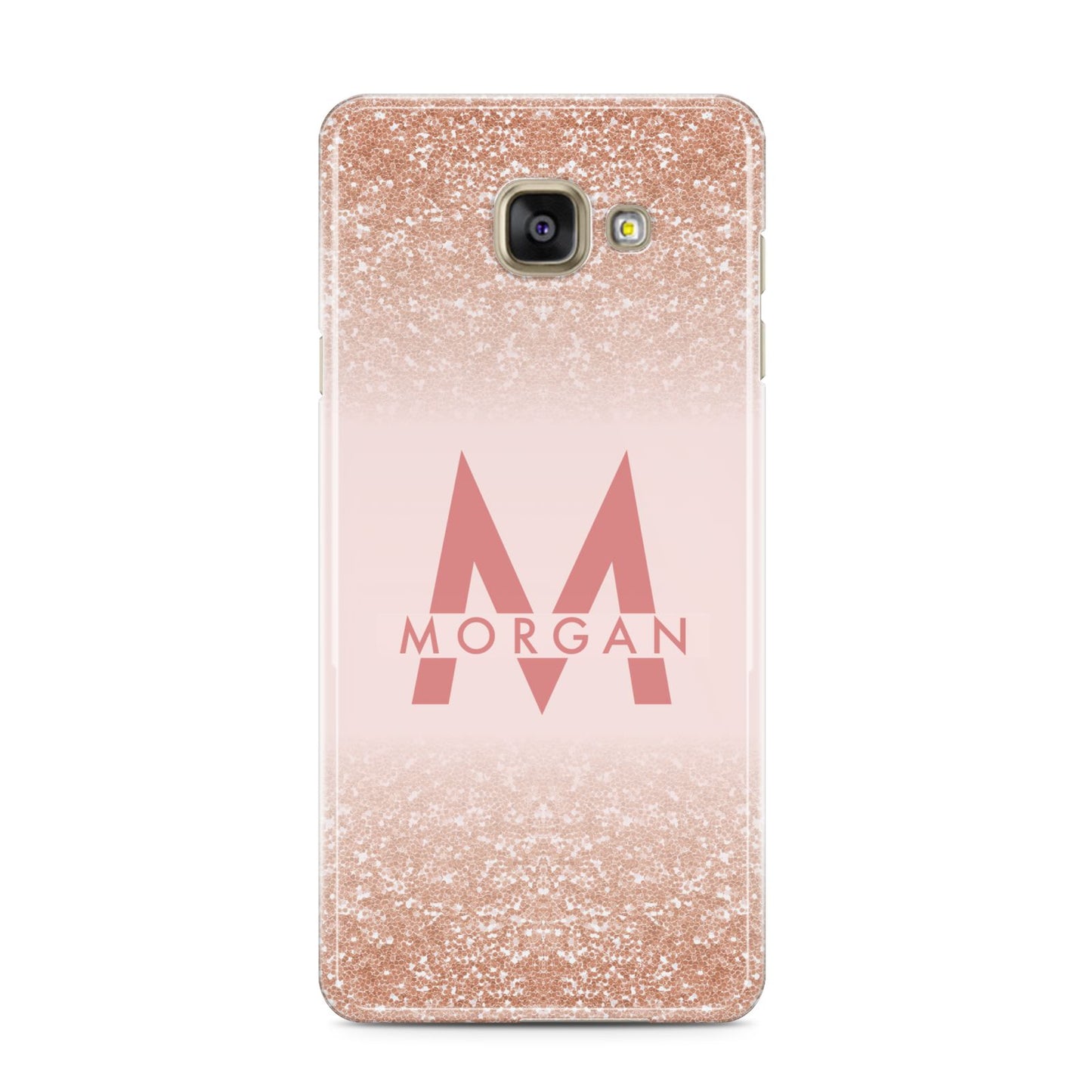 Personalised Printed Glitter Name Initials Samsung Galaxy A3 2016 Case on gold phone