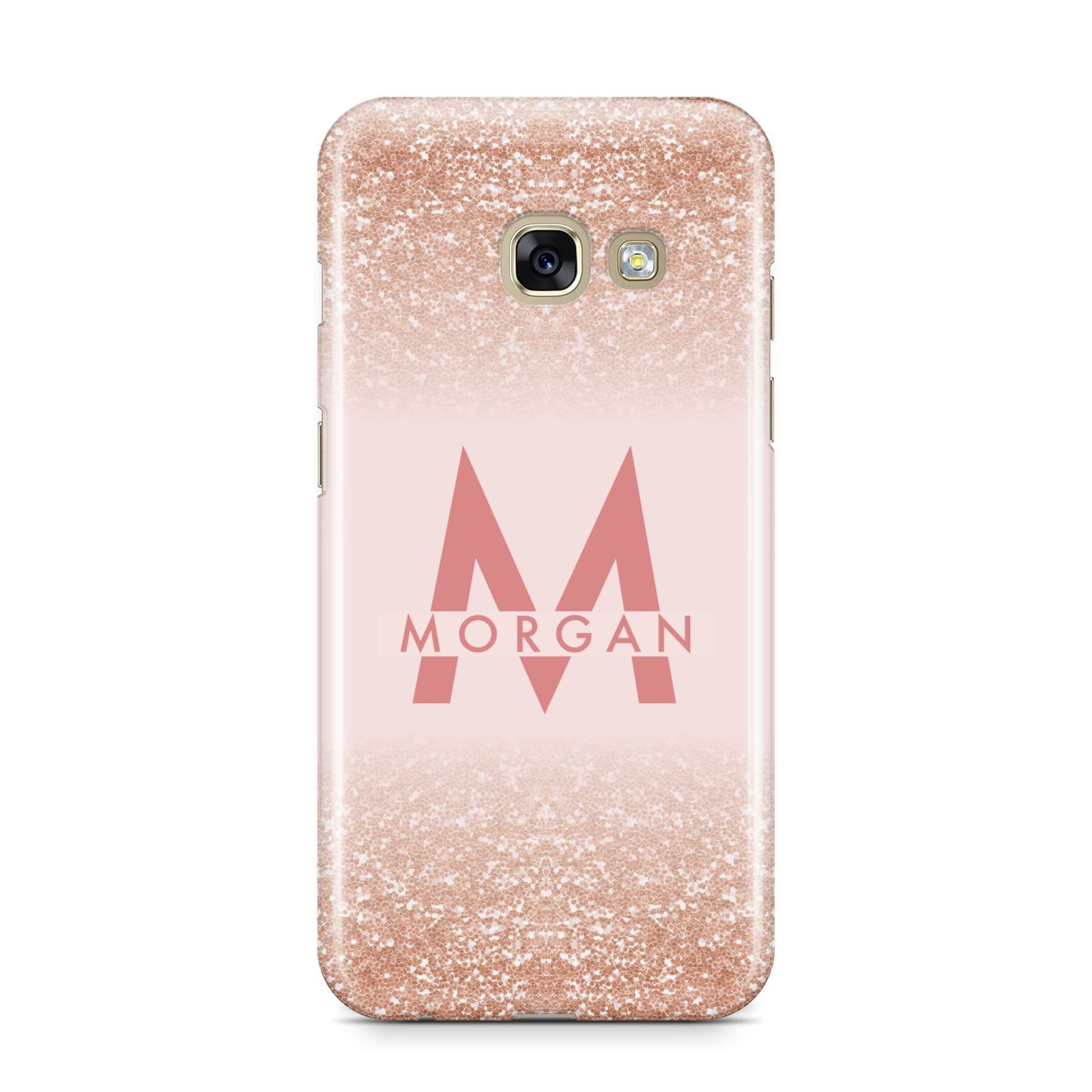 Personalised Printed Glitter Name Initials Samsung Galaxy A3 2017 Case on gold phone