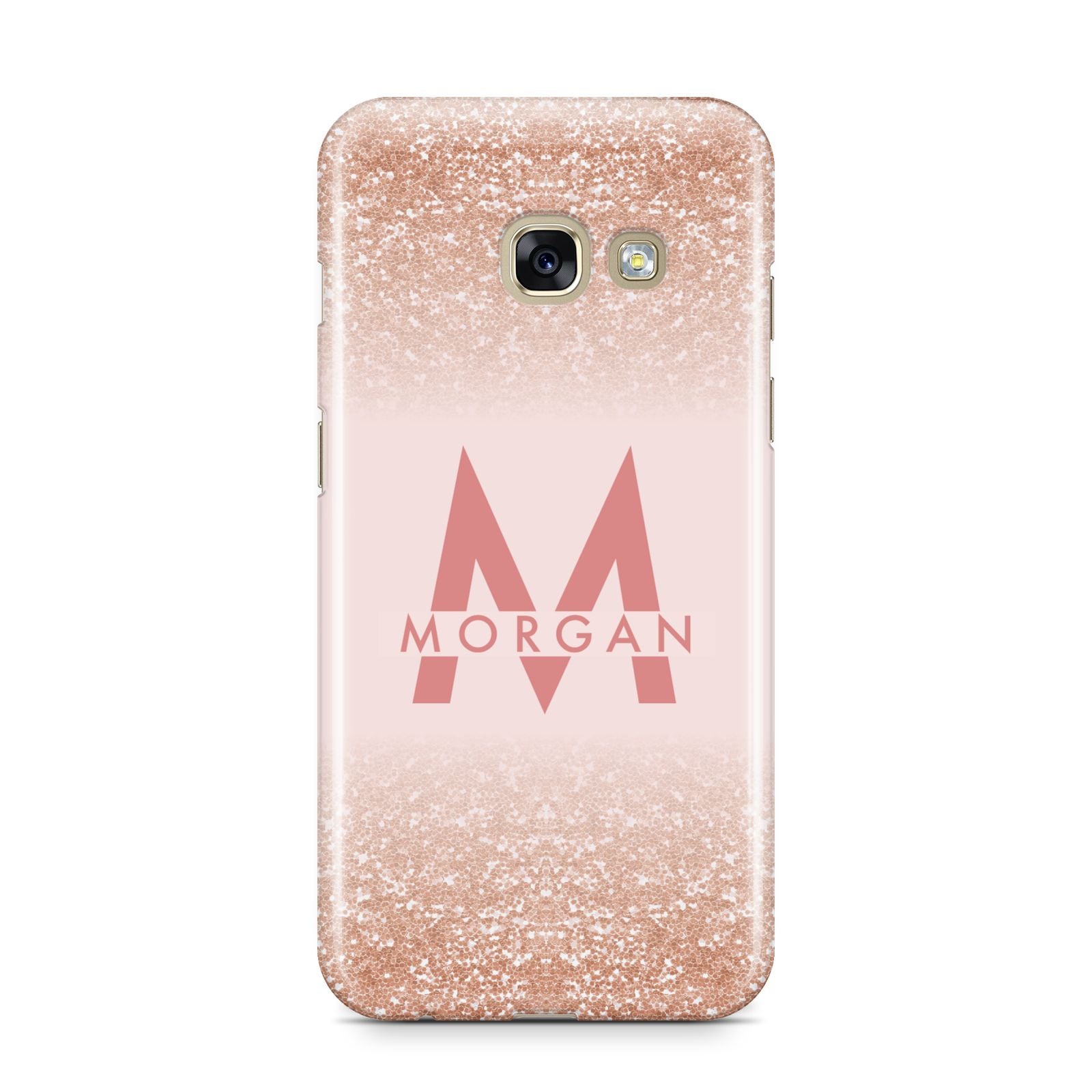 Personalised Printed Glitter Name Initials Samsung Galaxy A3 2017 Case on gold phone