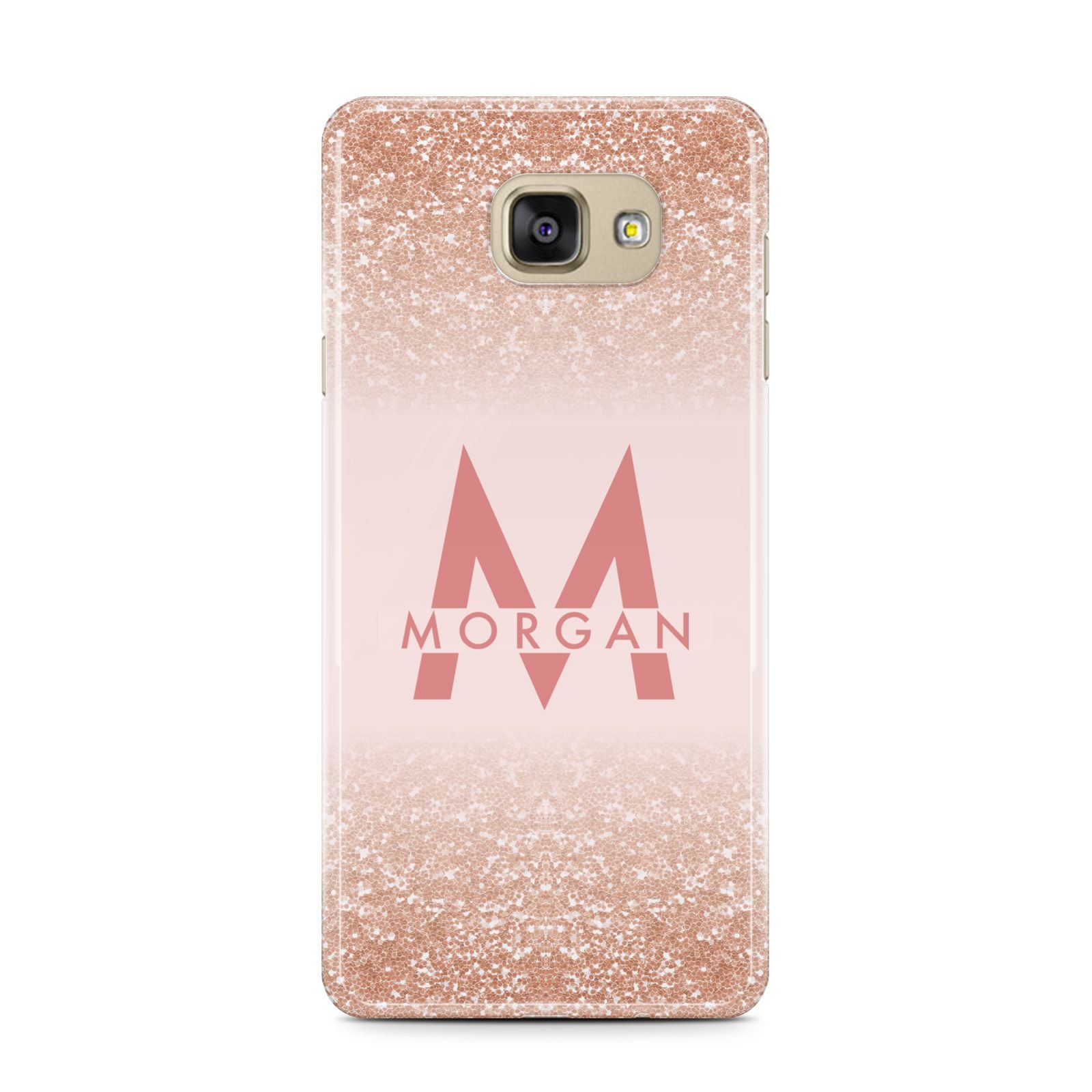 Personalised Printed Glitter Name Initials Samsung Galaxy A7 2016 Case on gold phone
