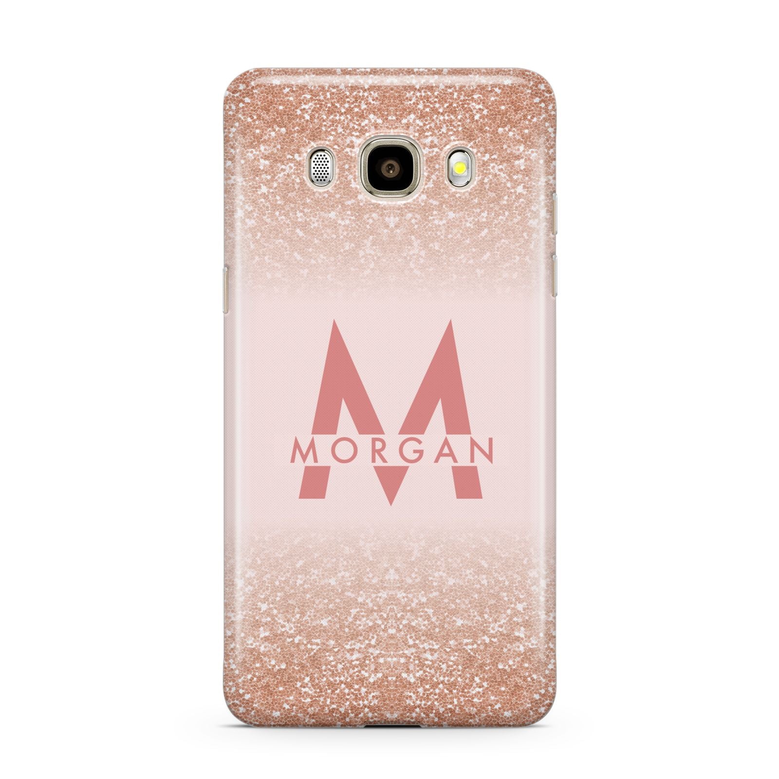 Personalised Printed Glitter Name Initials Samsung Galaxy J7 2016 Case on gold phone