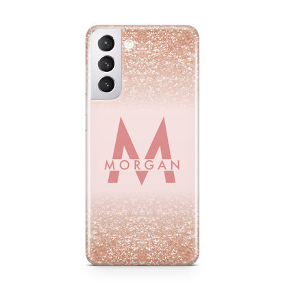 Personalised Printed Glitter Name Initials Samsung S21 Case