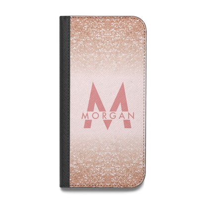 Personalised Printed Glitter Name Initials Vegan Leather Flip Samsung Case