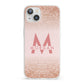 Personalised Printed Glitter Name Initials iPhone 13 Clear Bumper Case