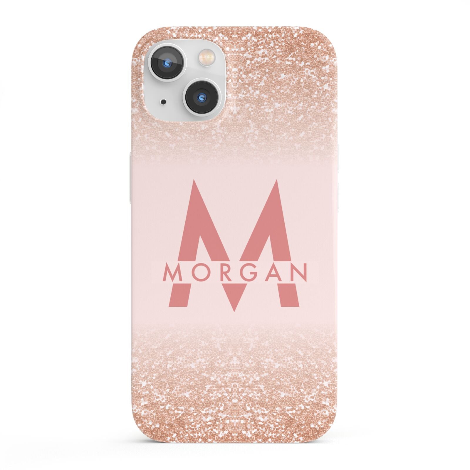 Personalised Printed Glitter Name Initials iPhone 13 Full Wrap 3D Snap Case