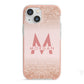 Personalised Printed Glitter Name Initials iPhone 13 Mini TPU Impact Case with Pink Edges