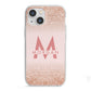 Personalised Printed Glitter Name Initials iPhone 13 Mini TPU Impact Case with White Edges