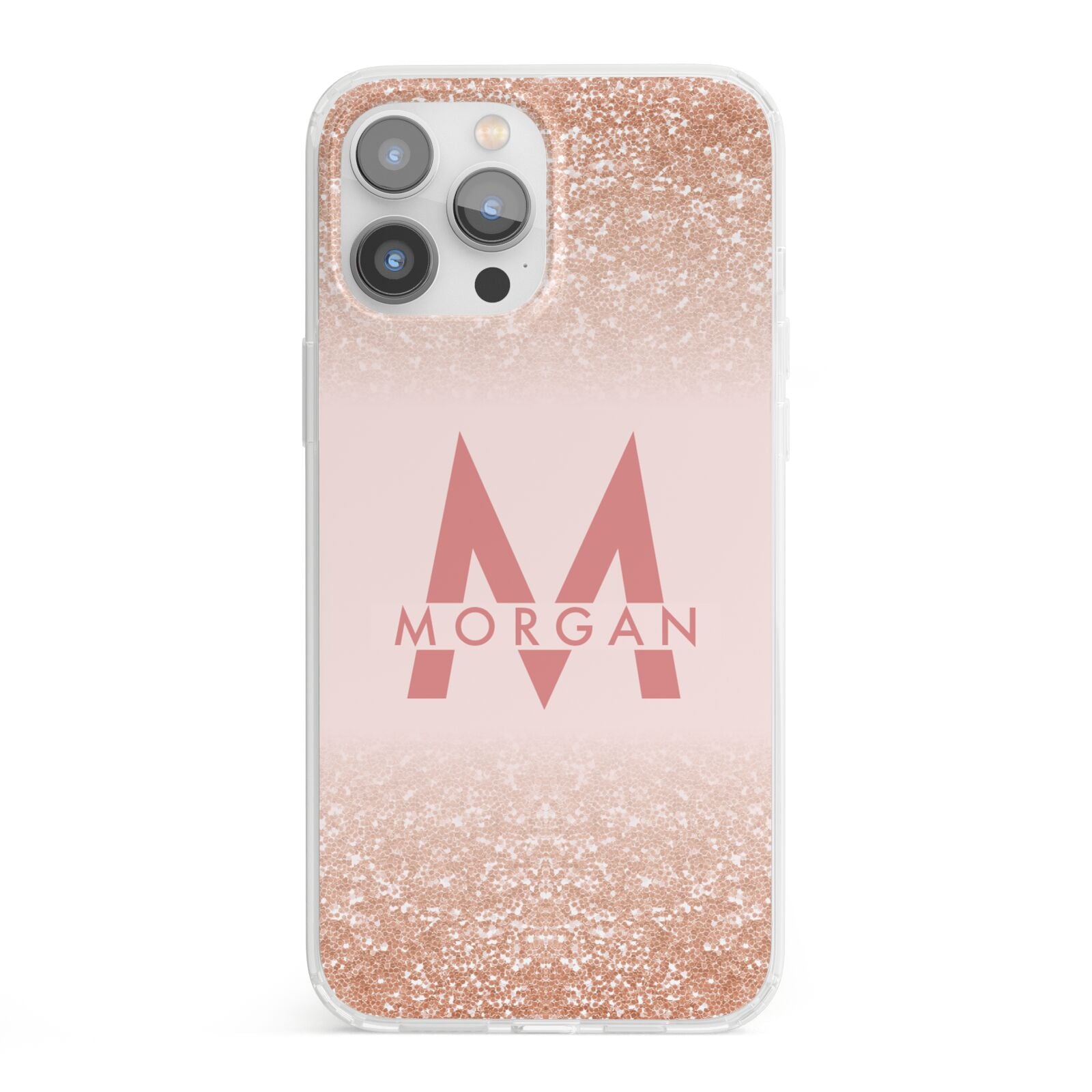 Personalised Printed Glitter Name Initials iPhone 13 Pro Max Clear Bumper Case