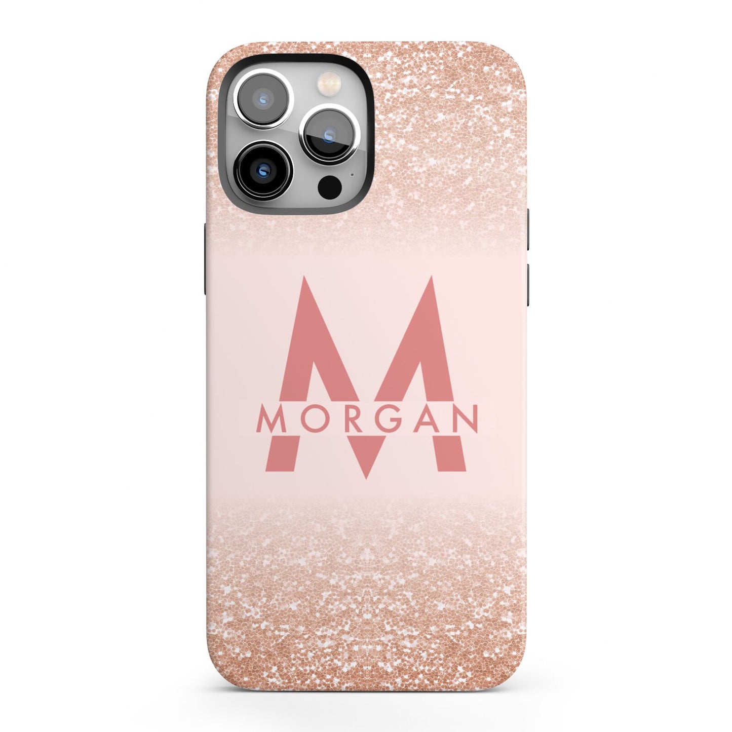 Personalised Printed Glitter Name Initials iPhone 13 Pro Max Full Wrap 3D Tough Case