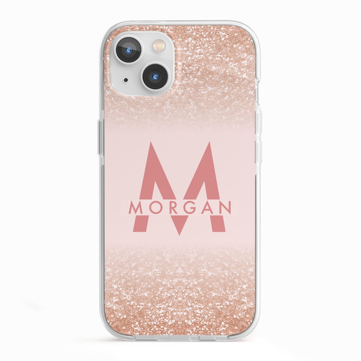 Personalised Printed Glitter Name Initials iPhone 13 TPU Impact Case with White Edges