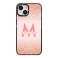 Personalised Printed Glitter Name Initials iPhone 14 Black Impact Case on Silver phone