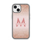 Personalised Printed Glitter Name Initials iPhone 14 Clear Tough Case Starlight