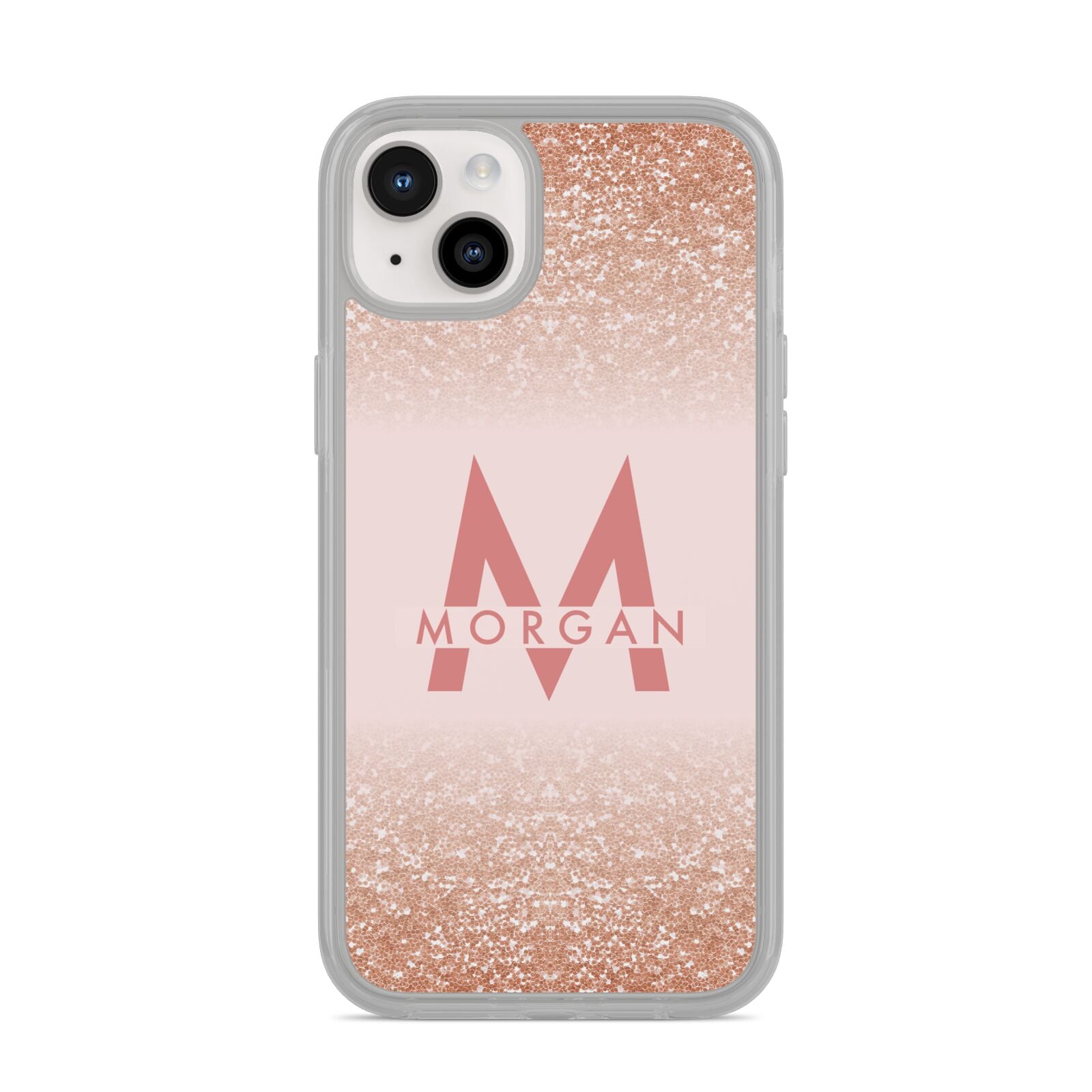 Personalised Printed Glitter Name Initials iPhone 14 Plus Clear Tough Case Starlight