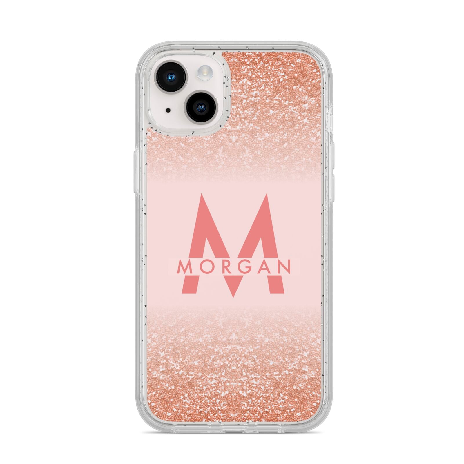 Personalised Printed Glitter Name Initials iPhone 14 Plus Glitter Tough Case Starlight